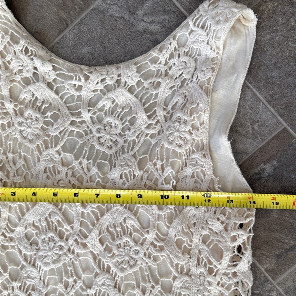 Temperance XS Elegant crochet Lace Sleeveless mini Dress cream - Picture 7 of 11